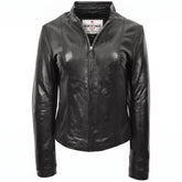 Womens Real Leather Casual Biker Jacket Zoe Nova Black