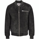 Mens Suede Bomber Varsity Jacket Reg Nova Black