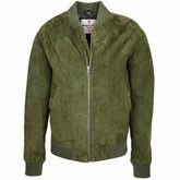Mens Suede MA-1 Bomber Jacket Trevor Aurora Green