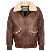 Mens Leather Bomber Jacket G-1 Aviator Style Cooper Zenith Brown
