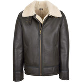 Mens Top Gun Style Sheepskin Jacket Oscar Zenith Brown White