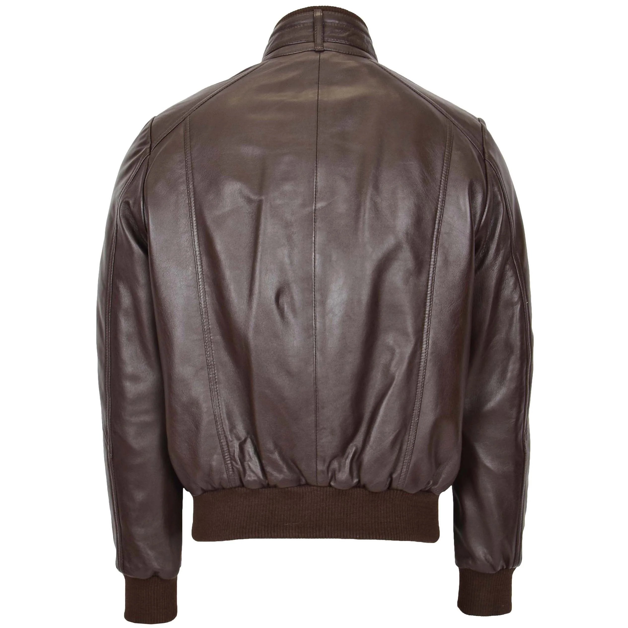 Mens Leather Bomber Flight Jacket Tom Zenith Brown
