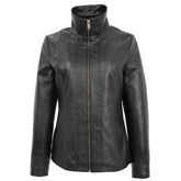 Womens Classic Zip Fastening Leather Jacket Julia Nova Black