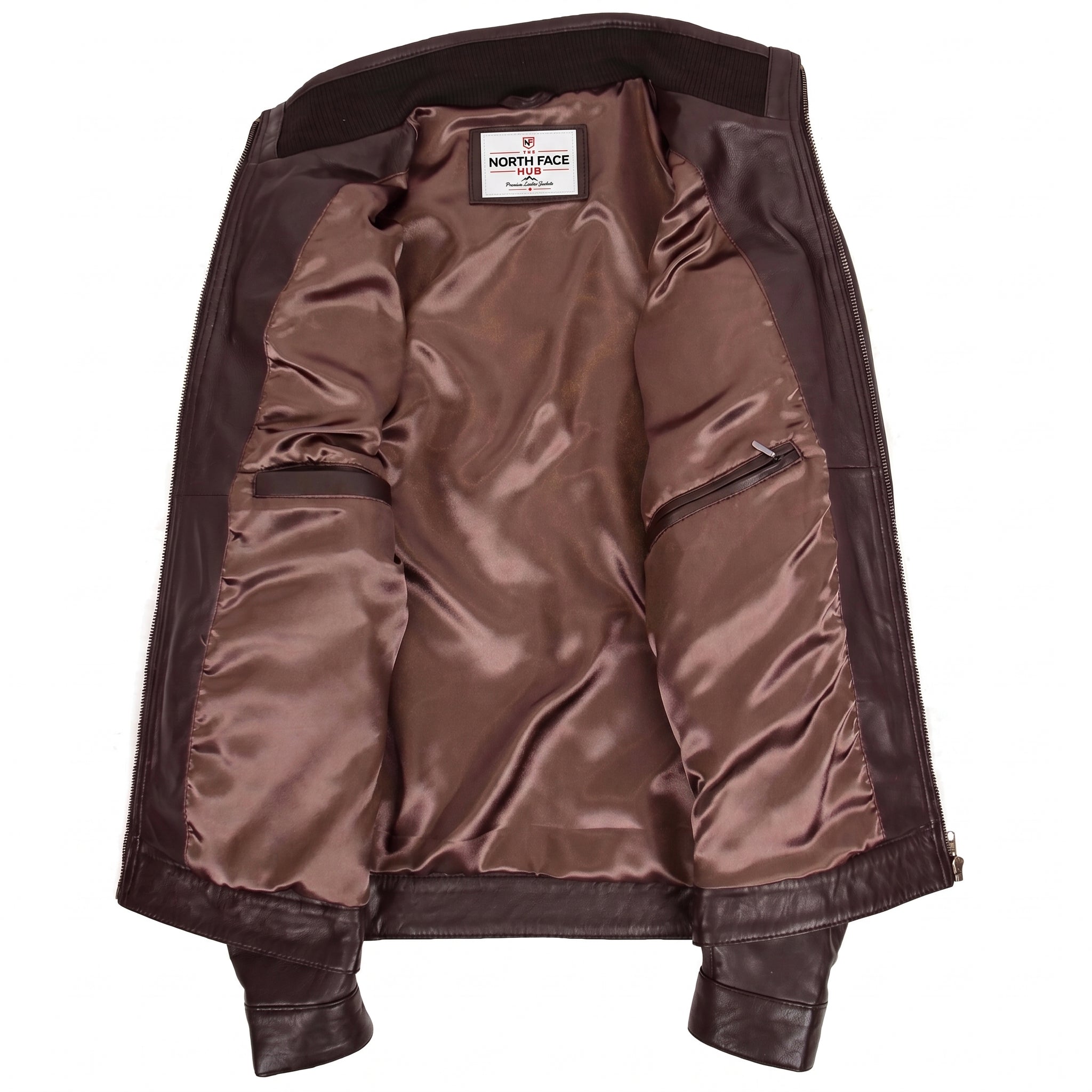 Men's Standing Collar Leather Jacket Tony Zenith Brown