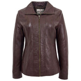 Womens Classic Zip Fastening Leather Jacket Julia Zenith Brown