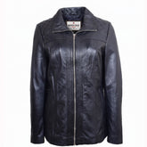 Womens Real Leather Jacket Zip Quilted ECHO Nova Black