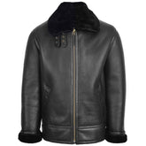 Mens Top Gun Style Sheepskin Jacket Oscar Nova Black