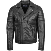 Mens Biker Leather Jacket Dual Zip Hook Paradox Rub Off