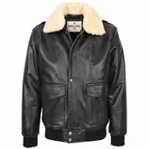 Mens Leather Bomber Jacket G-1 Aviator Style Jarrod Nova Black