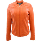 Womens Leather Classic Biker Style Tayla Jacket Blissful Orange