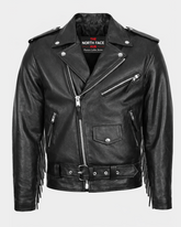 Mens Heavy Duty Leather Biker Brando Jacket Nova Black
