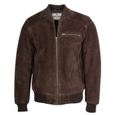 Mens Suede Bomber Varsity Jacket Reg Zenith Brown