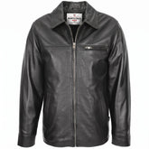 Mens Soft Leather Plain Zip Box Casual Jacket Frank Nova Black