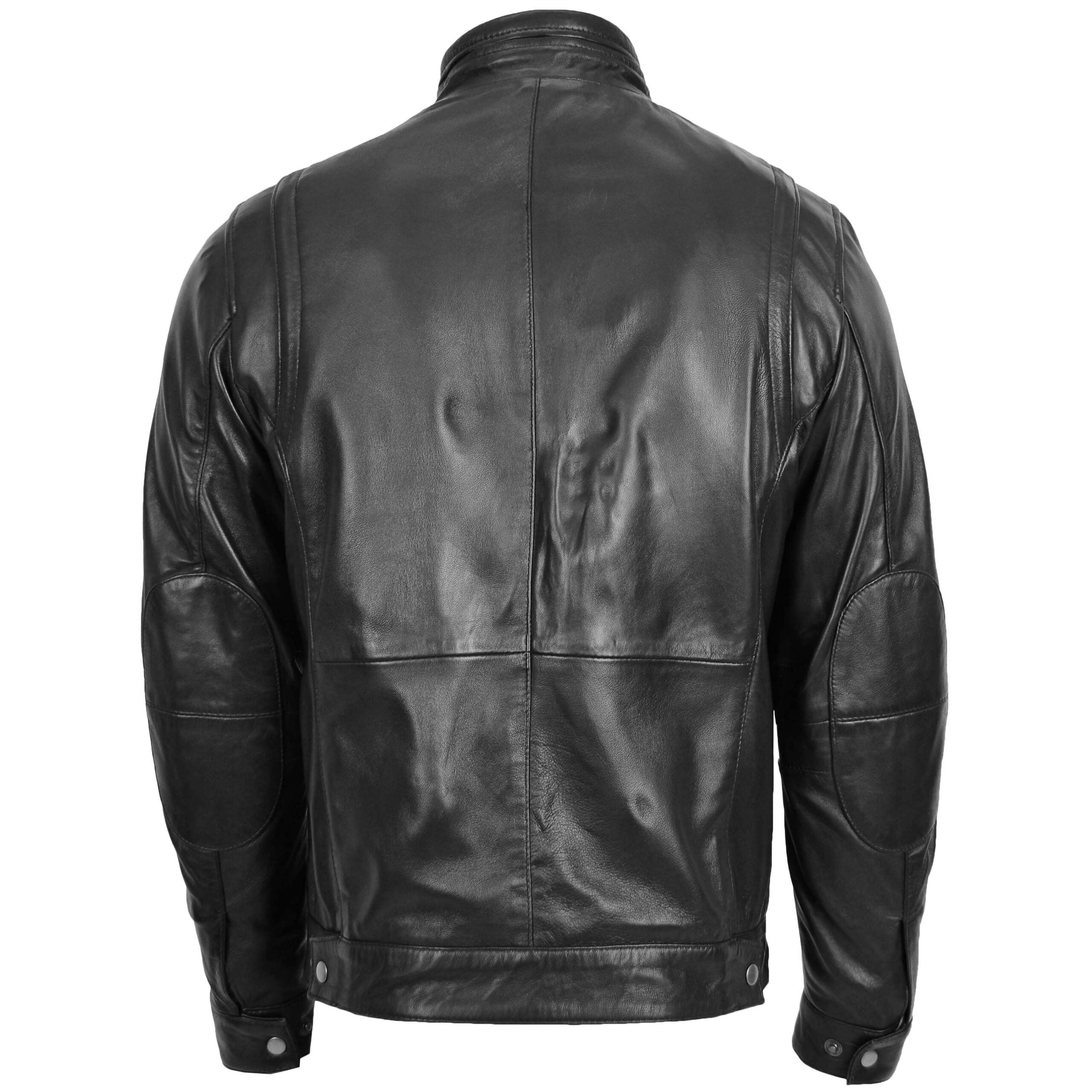 Men's Standing Collar Leather Jacket Tony Nova Black