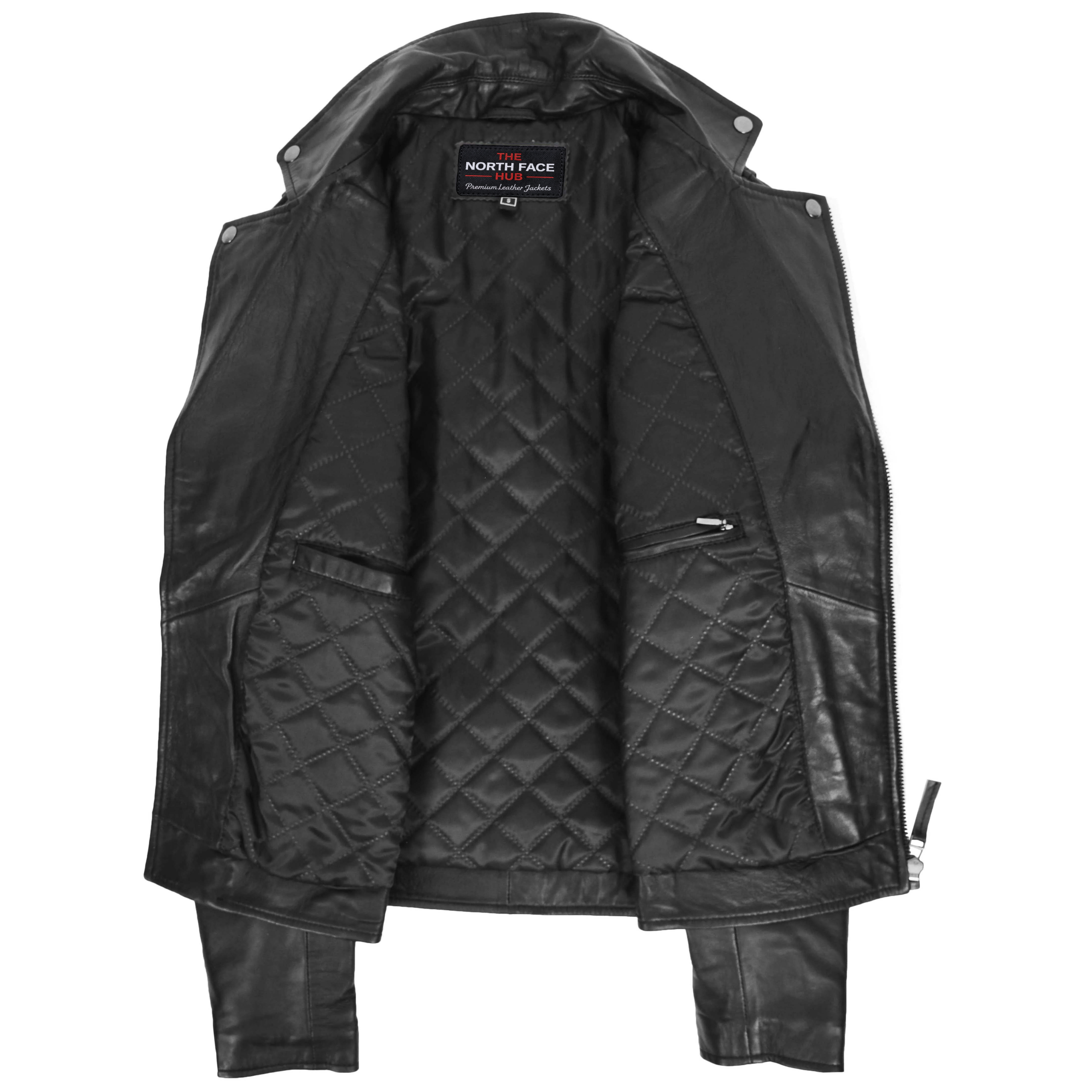 Men’s Phantom Black Quilted Shoulder Biker Leather Jacket