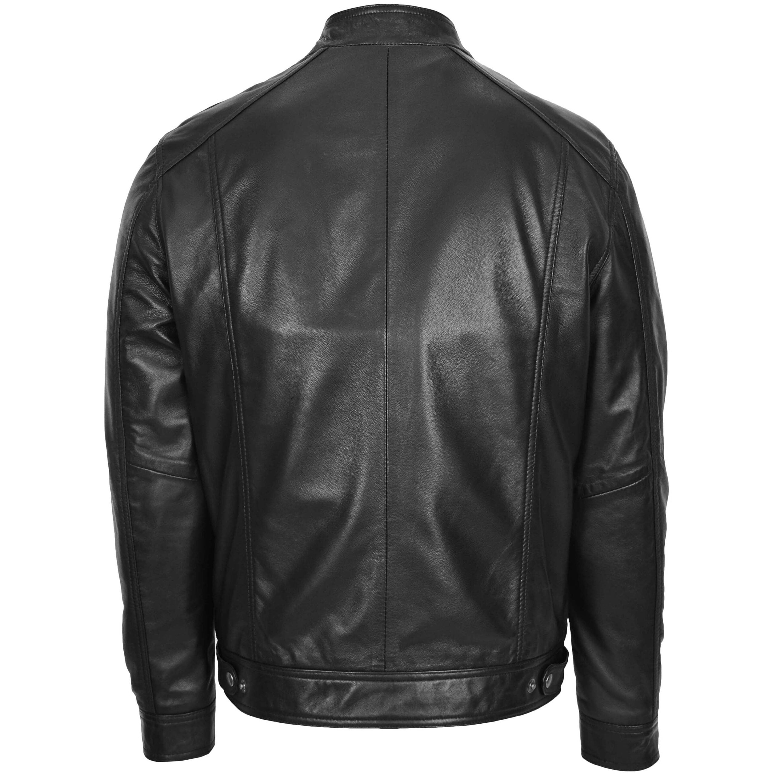 Mens Soft Leather Casual Plain Zip Jacket Matt Nova Black