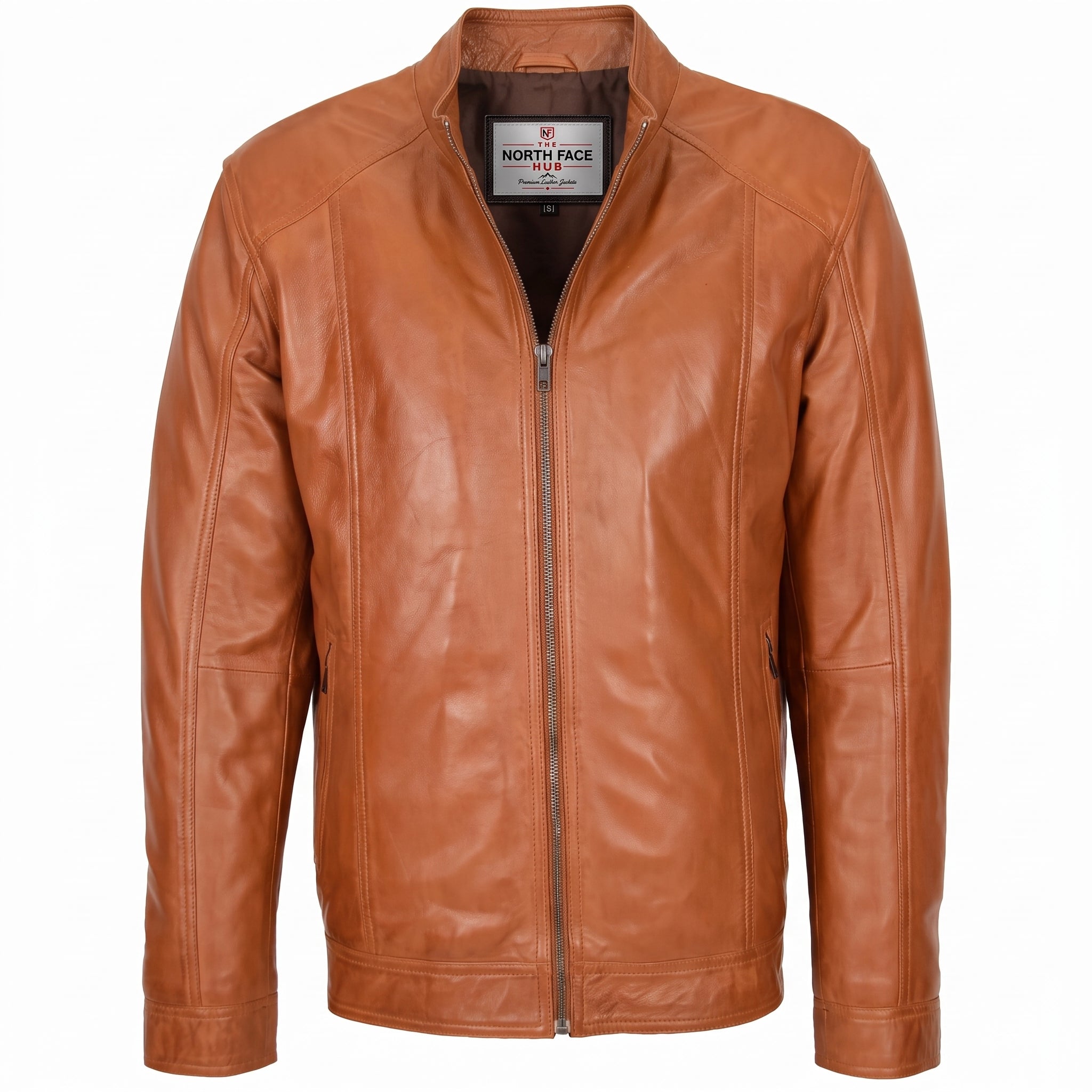 Mens Soft Leather Casual Plain Zip Jacket Matt Dynamo Tan