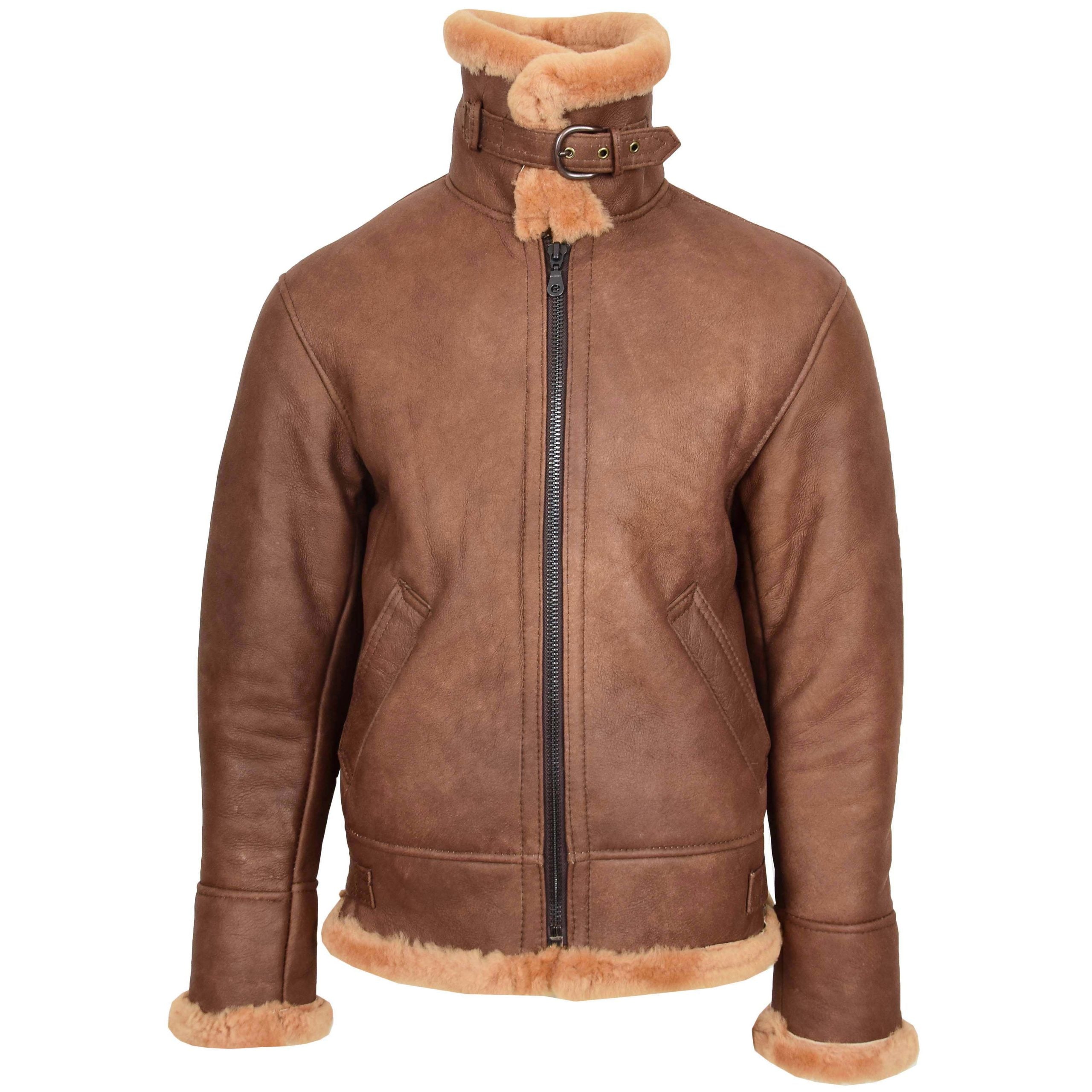 Mens B3 Sheepskin Vintage Flying Jacket Dynamo Tan