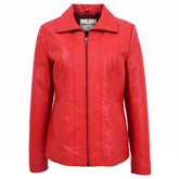 Womens Classic Zip Fastening Leather Jacket Julia Ignite Red
