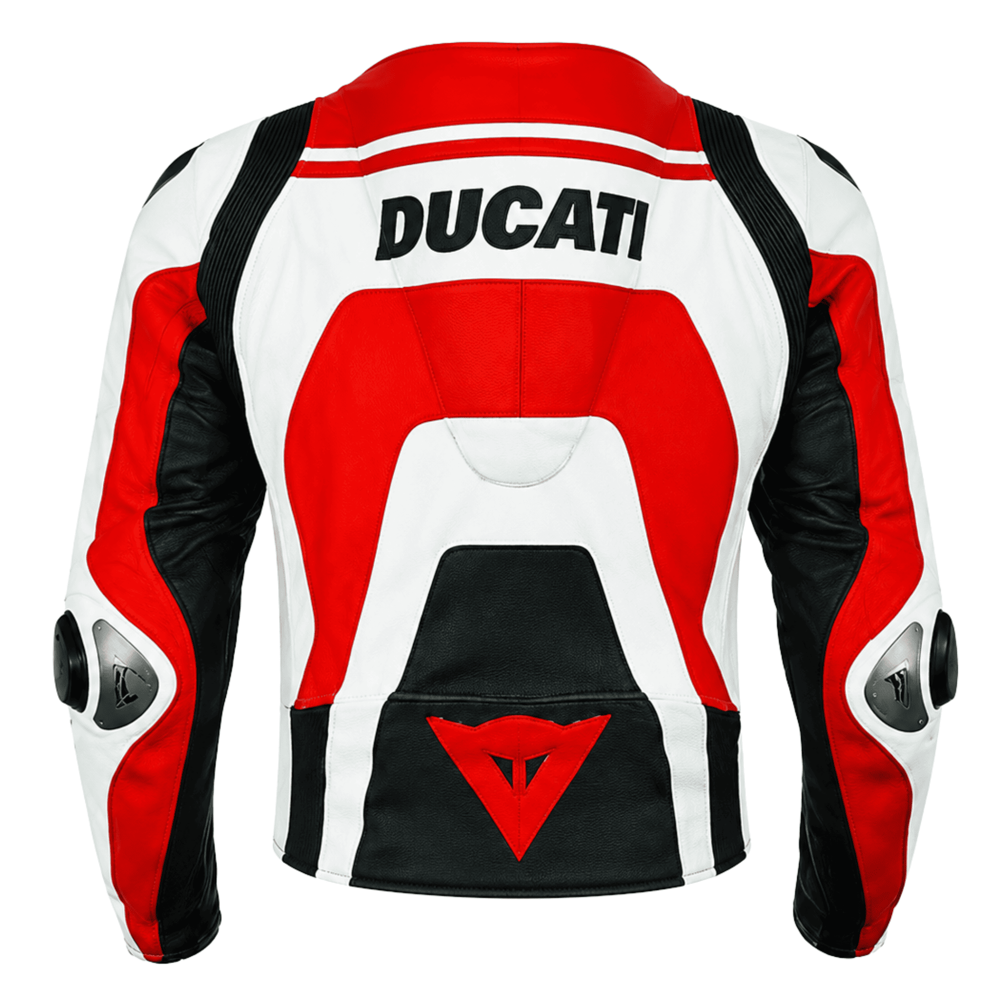 Ducati Inspired Leather Motorbike Jacket Red White CE Armor Riding Jacket