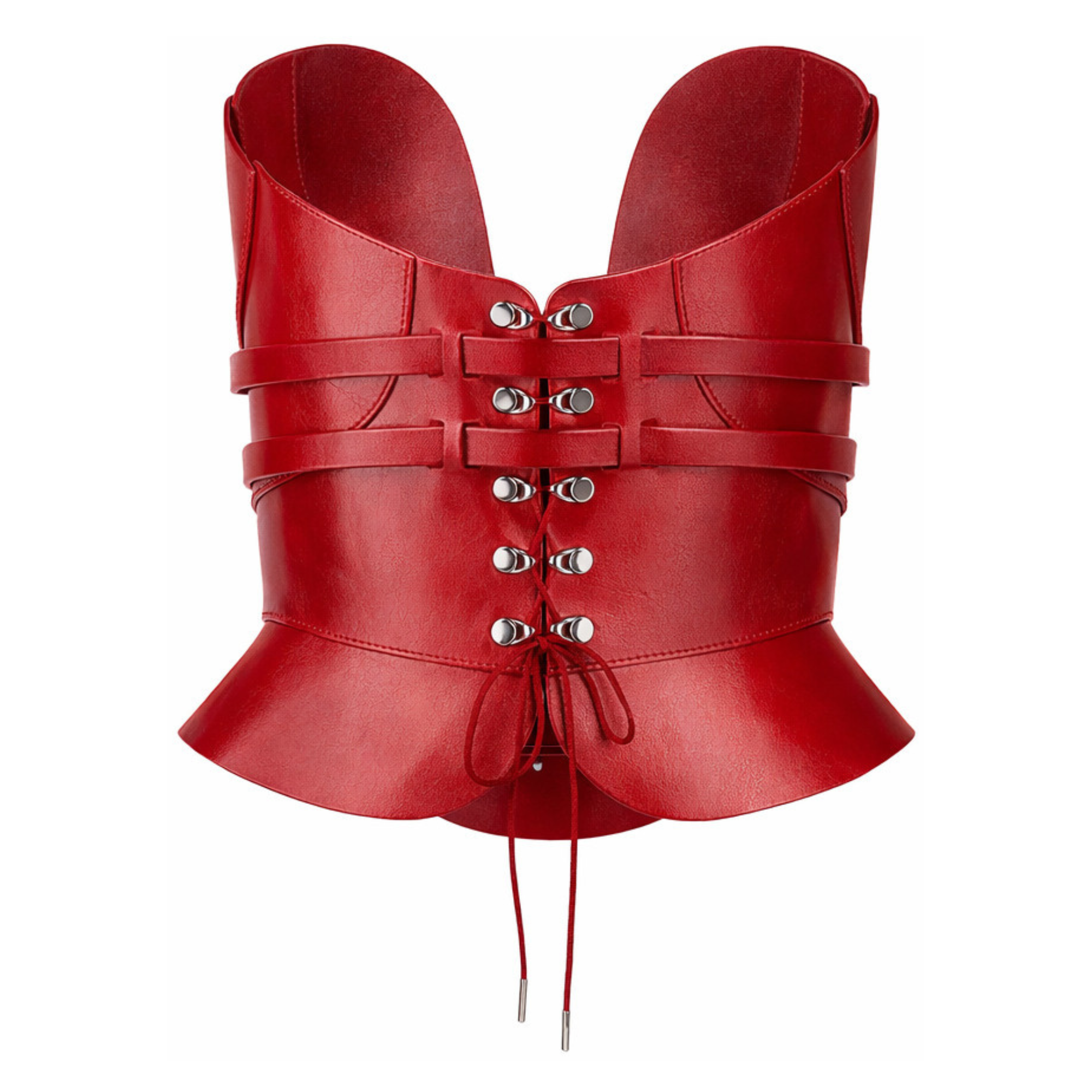 Handmade Red Leather Overbust Corset Top Luxury Viking Gothic Bustier