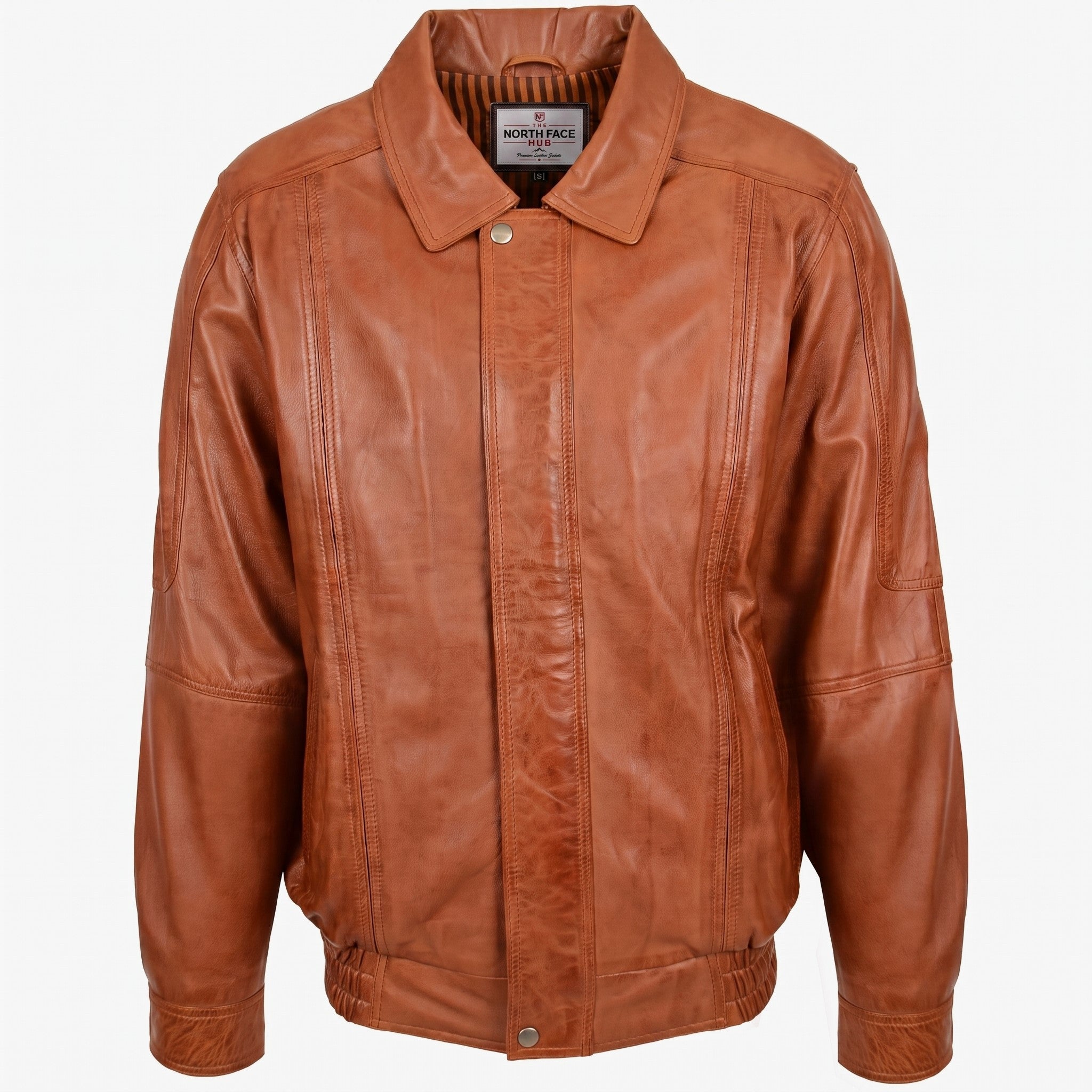 Mens Bomber Leather Jacket Classic Style Jim Dynamo Tan
