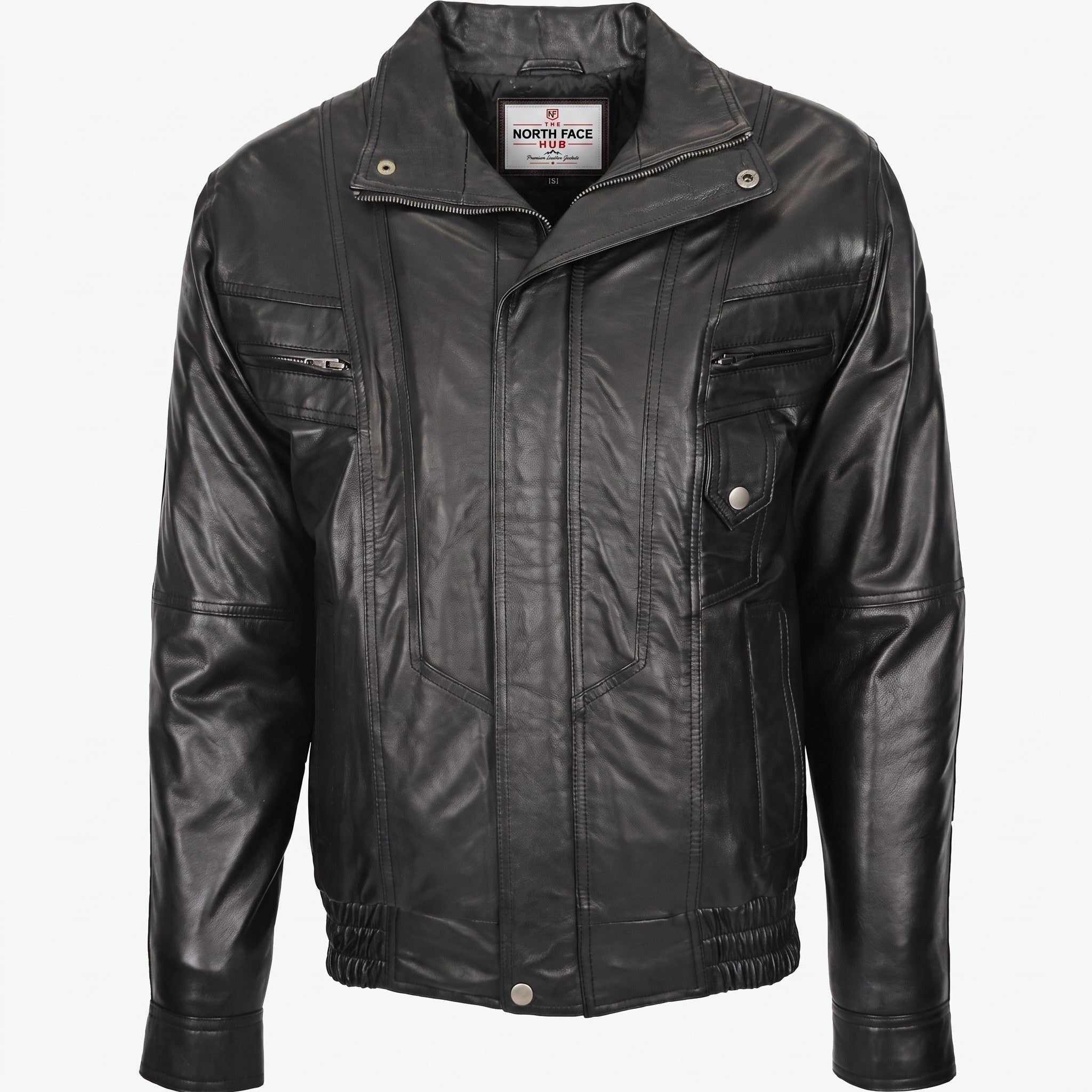 Mens Leather Bomber Blouson Jacket Robert Nova Black