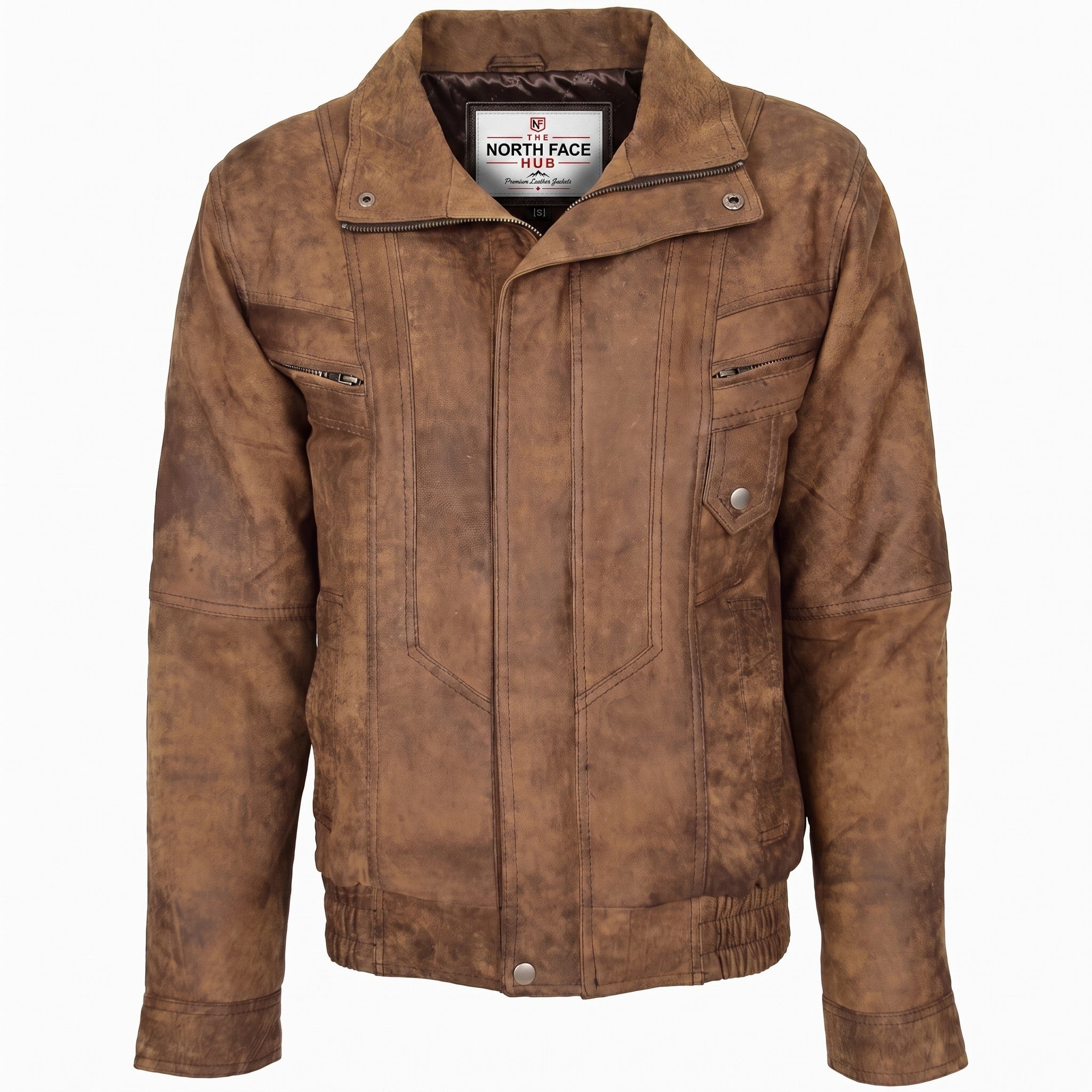 Mens Leather Bomber Blouson Jacket Robert Zenith Brown