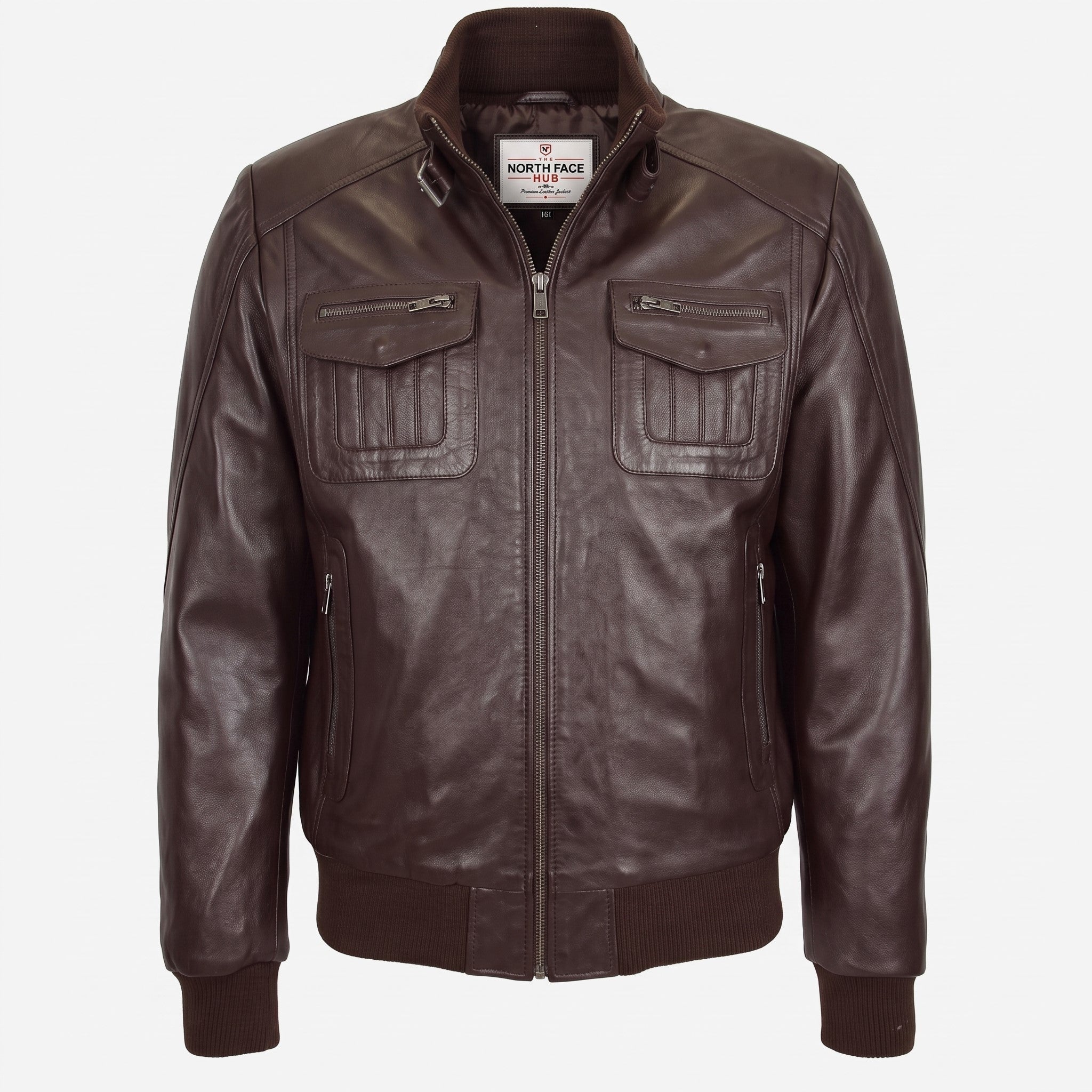 Mens Leather Bomber Flight Jacket Tom Zenith Brown