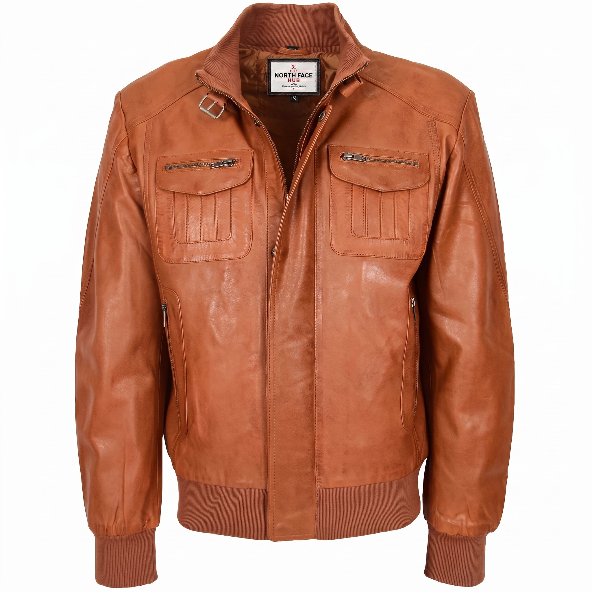 Mens Leather Bomber Flight Jacket Tom Dynamo Tan