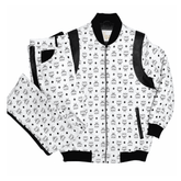 MCM Inspired Real Leather Tracksuit Black White Signature Outfit with Leather Hat