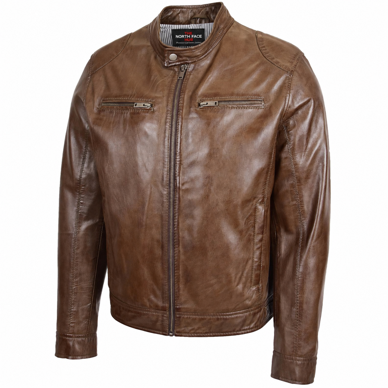 Mens Biker Soft Casual Leather Jacket Zenith Brown
