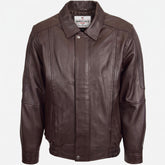 Mens Bomber Leather Jacket Classic Style Jim Zenith Brown Nappa