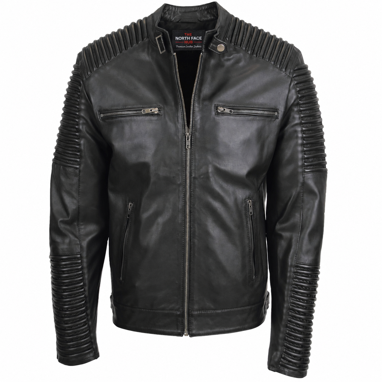 Mens Casual Soft Leather Biker Jacket Nelson Black