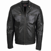 Mens Casual Soft Leather Biker Jacket Nelson Black