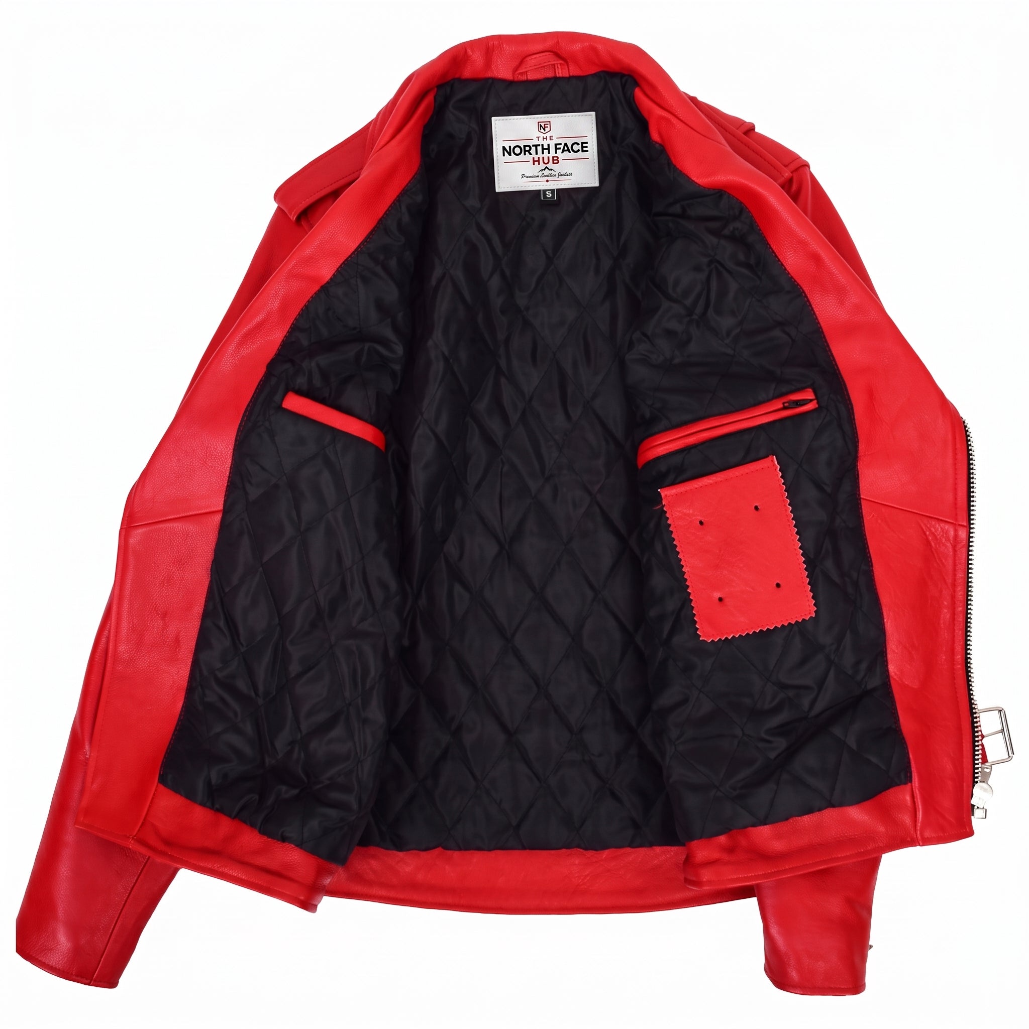 Mens Heavy Duty Leather Biker Brando Jacket Ignite Red