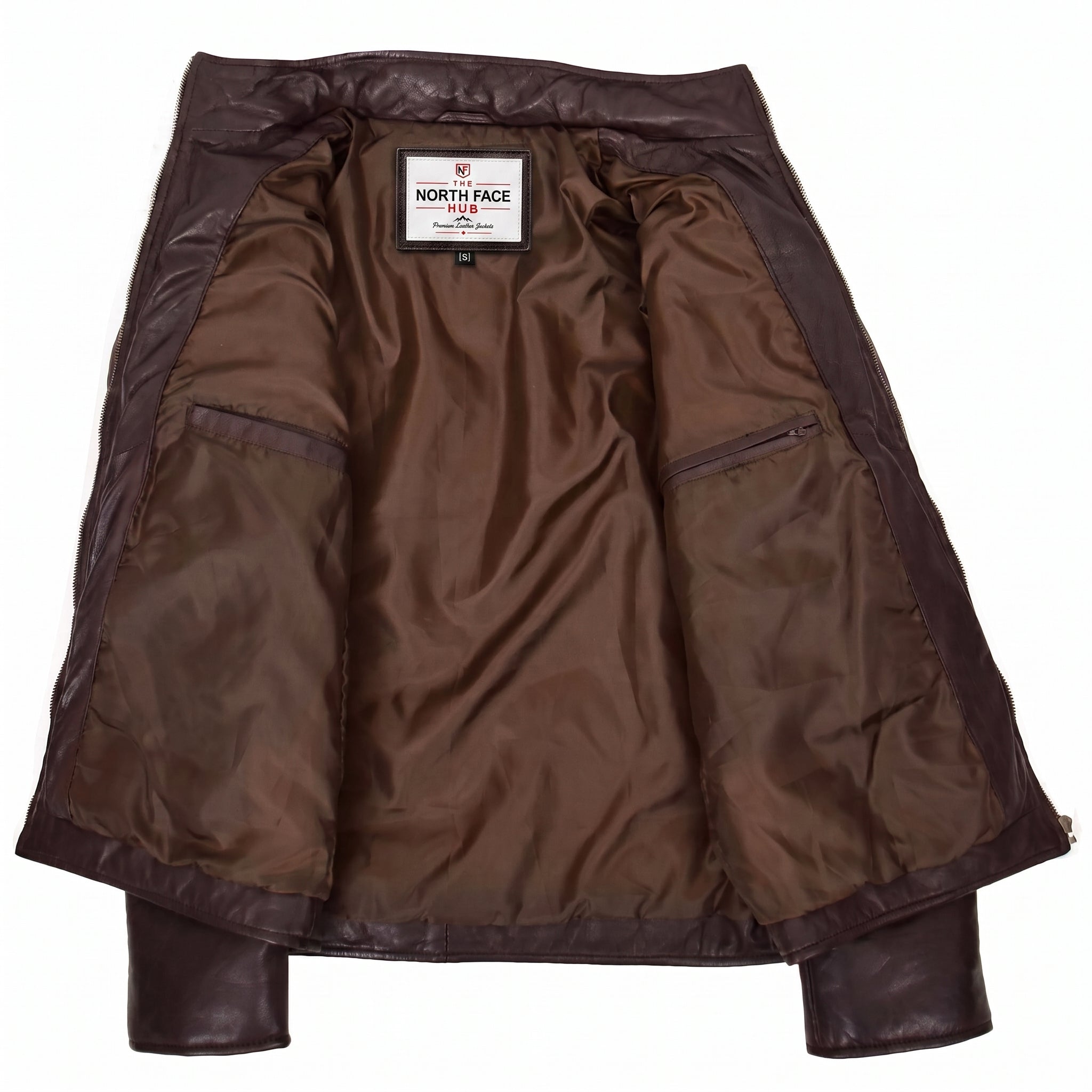 Mens Leather Hooded Puffer Jacket Zenith Brown