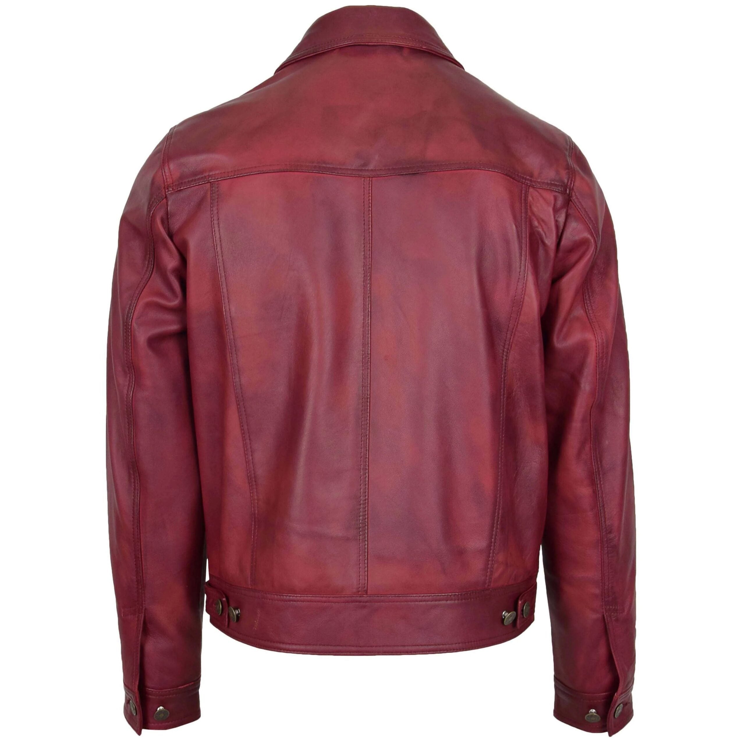 Mens Leather Lee Rider Casual Jacket Terry Infinite Burgundy
