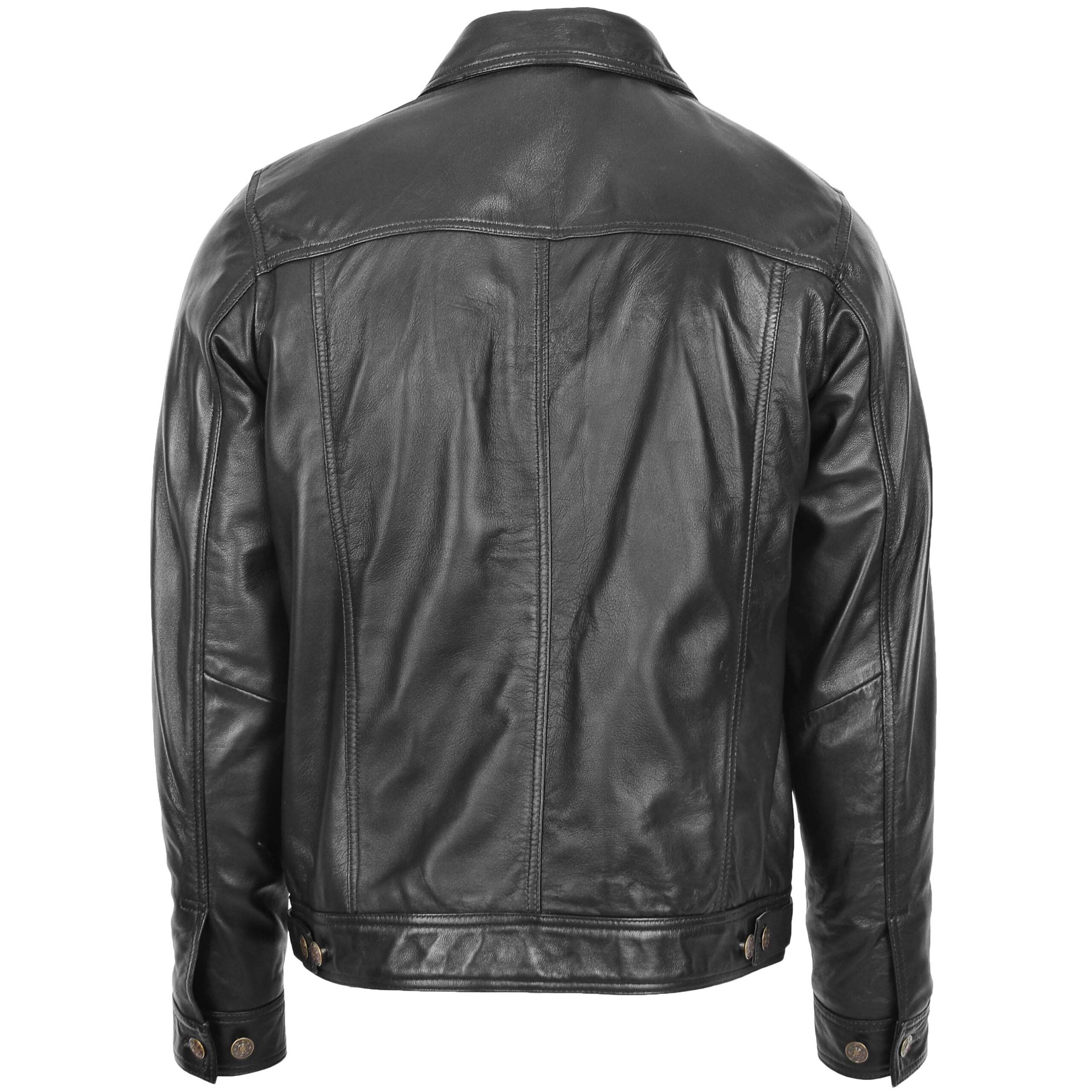 Mens Leather Lee Rider Casual Jacket Terry Nova Black