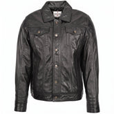Mens Leather Lee Rider Casual Jacket Terry Nova Black