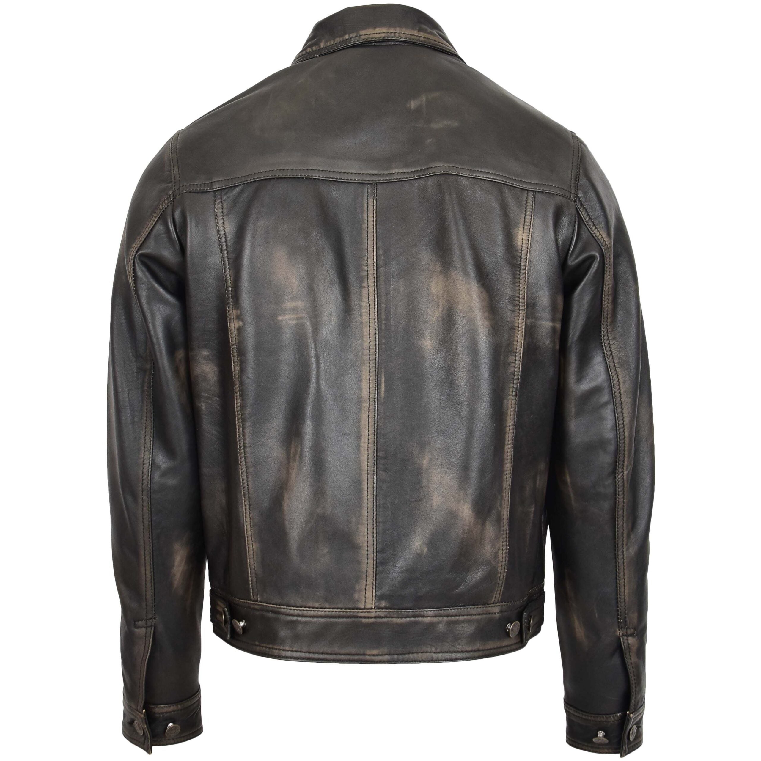 Mens Leather Lee Rider Casual Jacket Terry Nova Black Two Tone