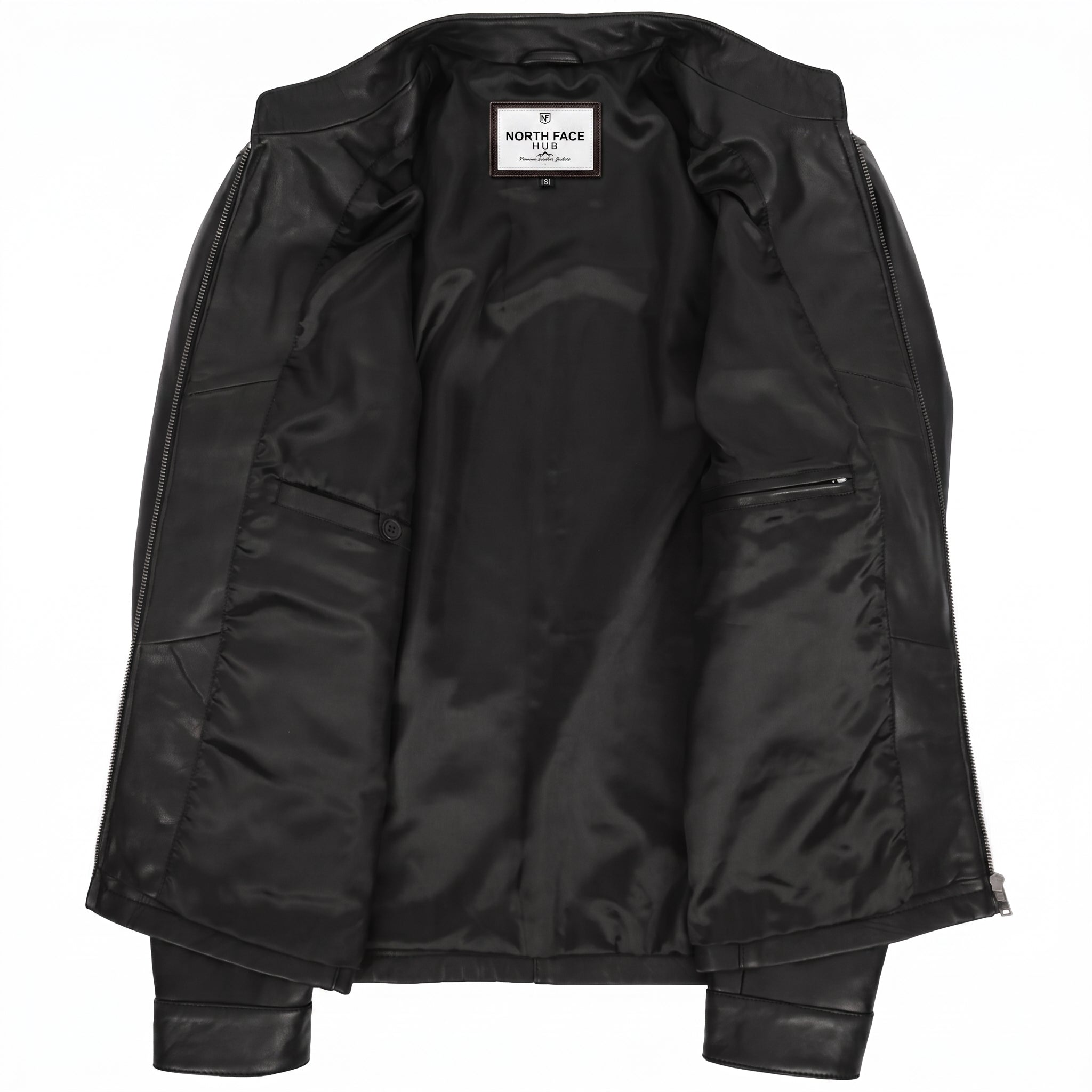 Mens Leather Standing Collar Jacket Paul Nova Black