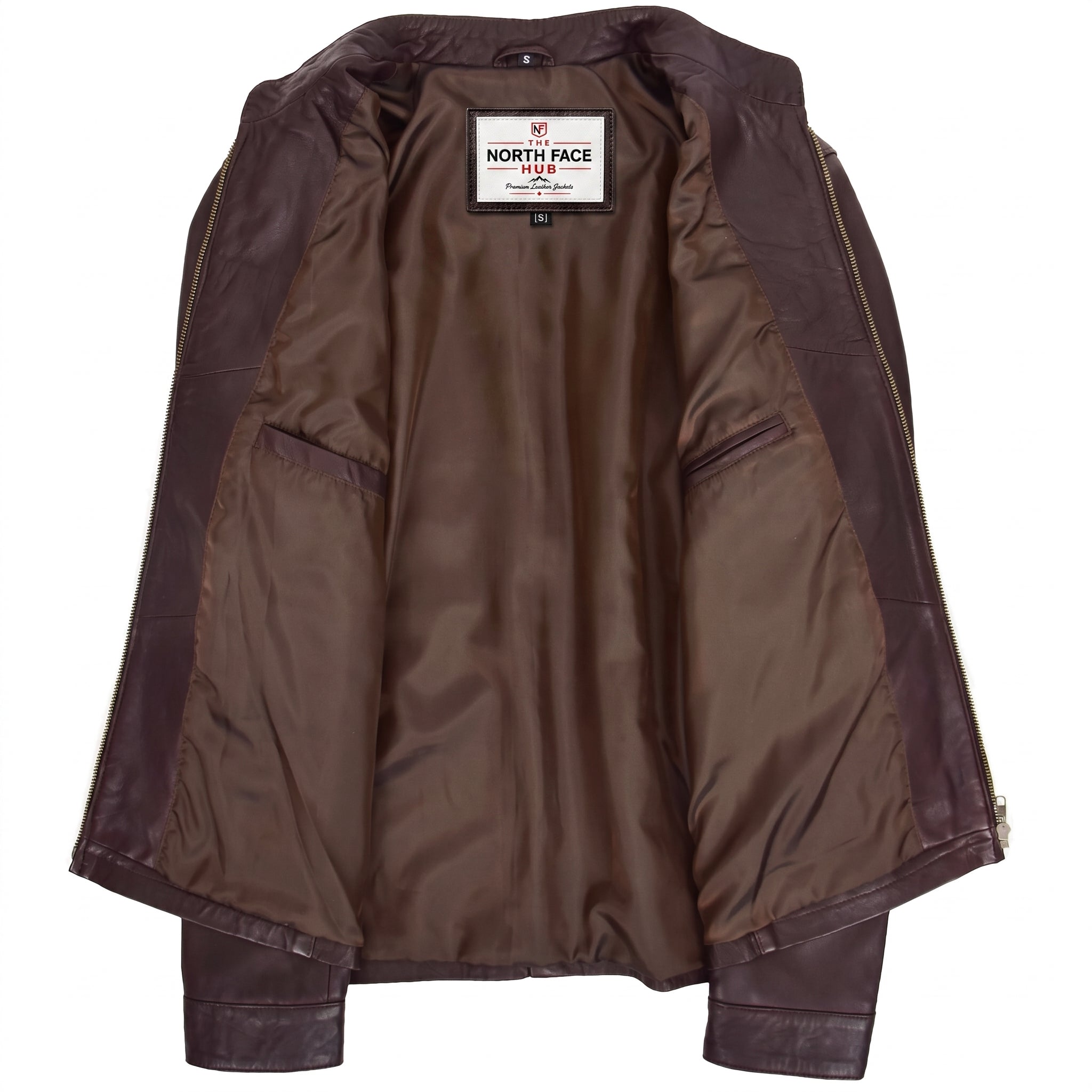 Mens Leather Standing Collar Jacket Paul Zenith Brown