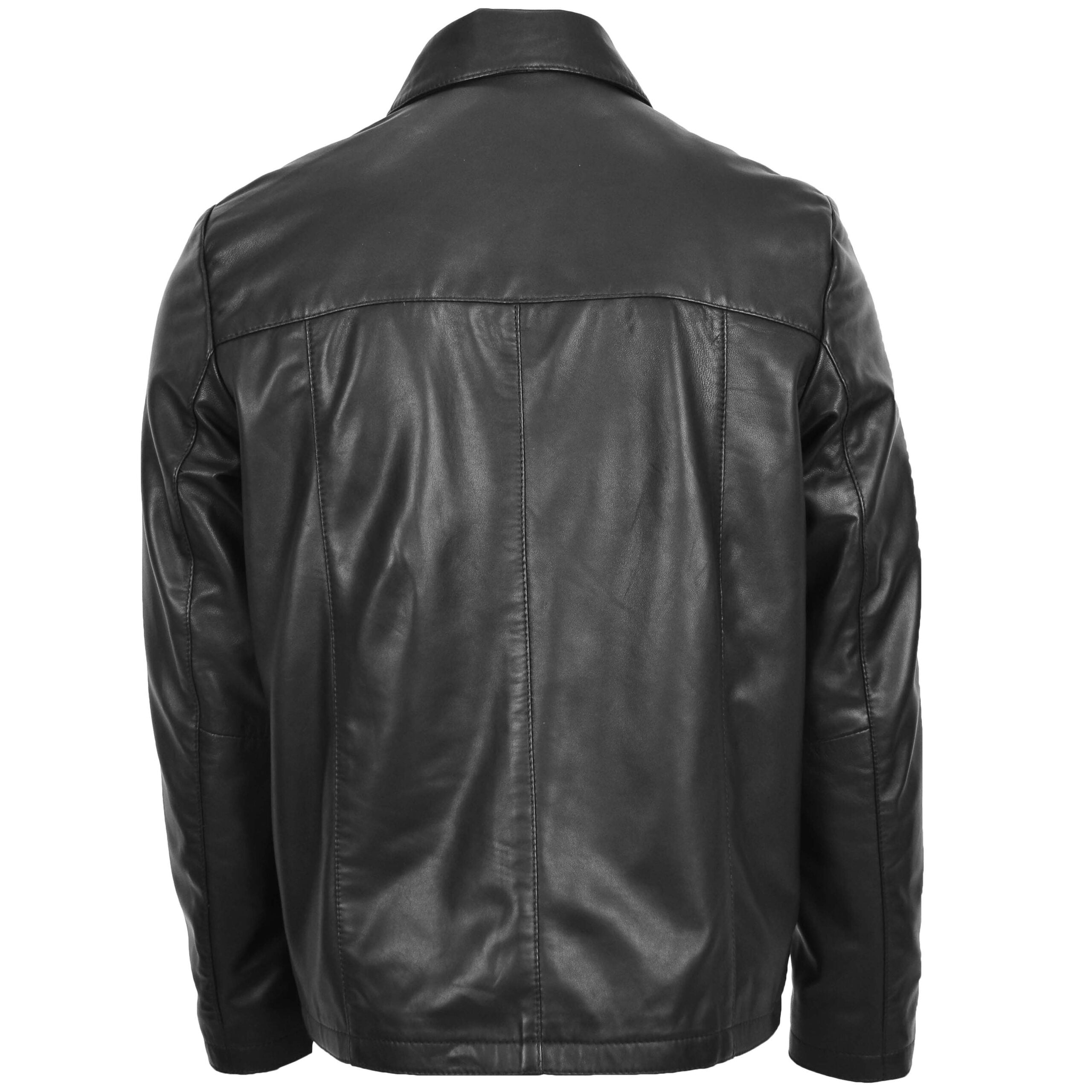 Mens Leather Zip Box Harrington Jacket James Nova Black