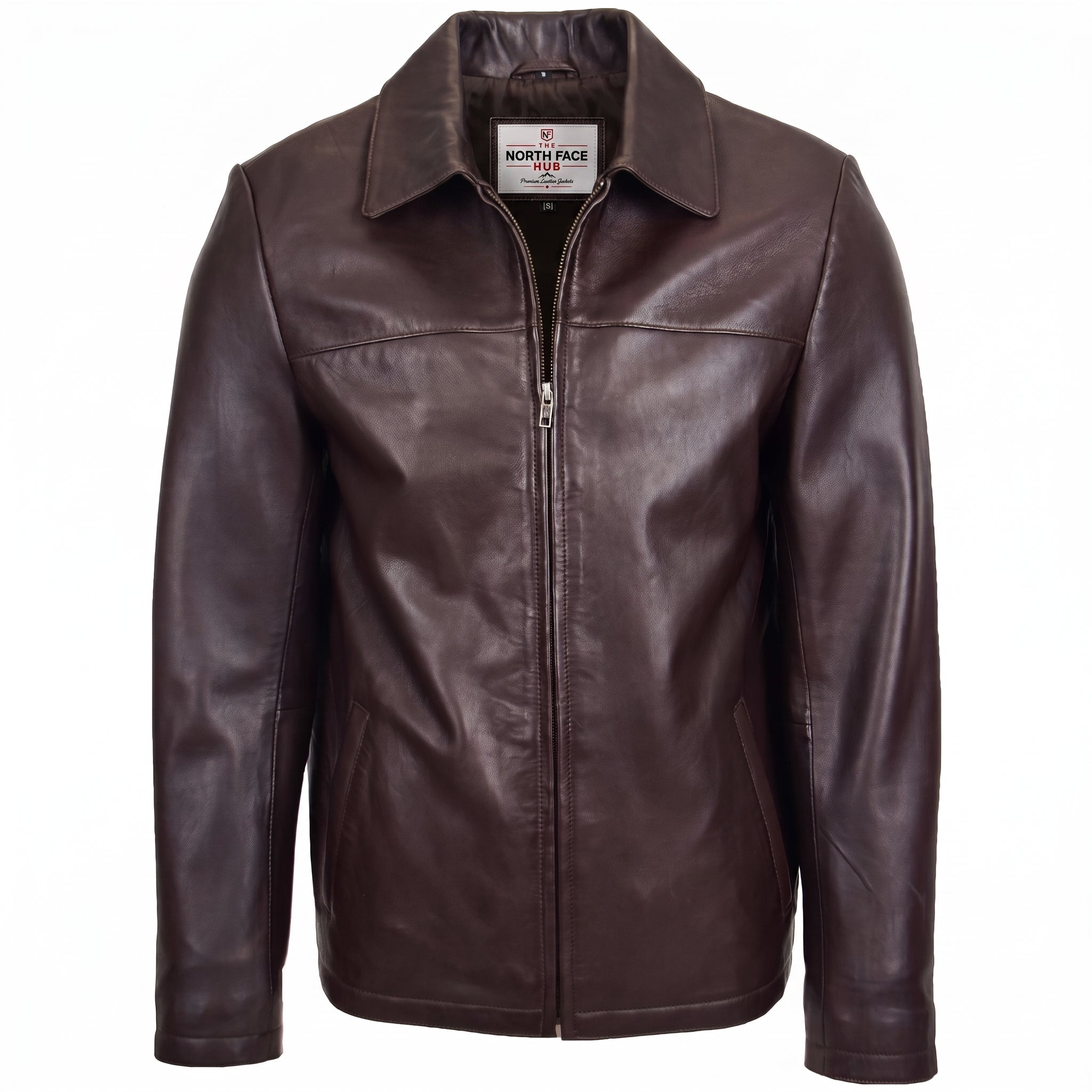 Mens Leather Zip Box Harrington Jacket James Brown