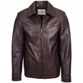 Mens Leather Zip Box Harrington Jacket James Brown