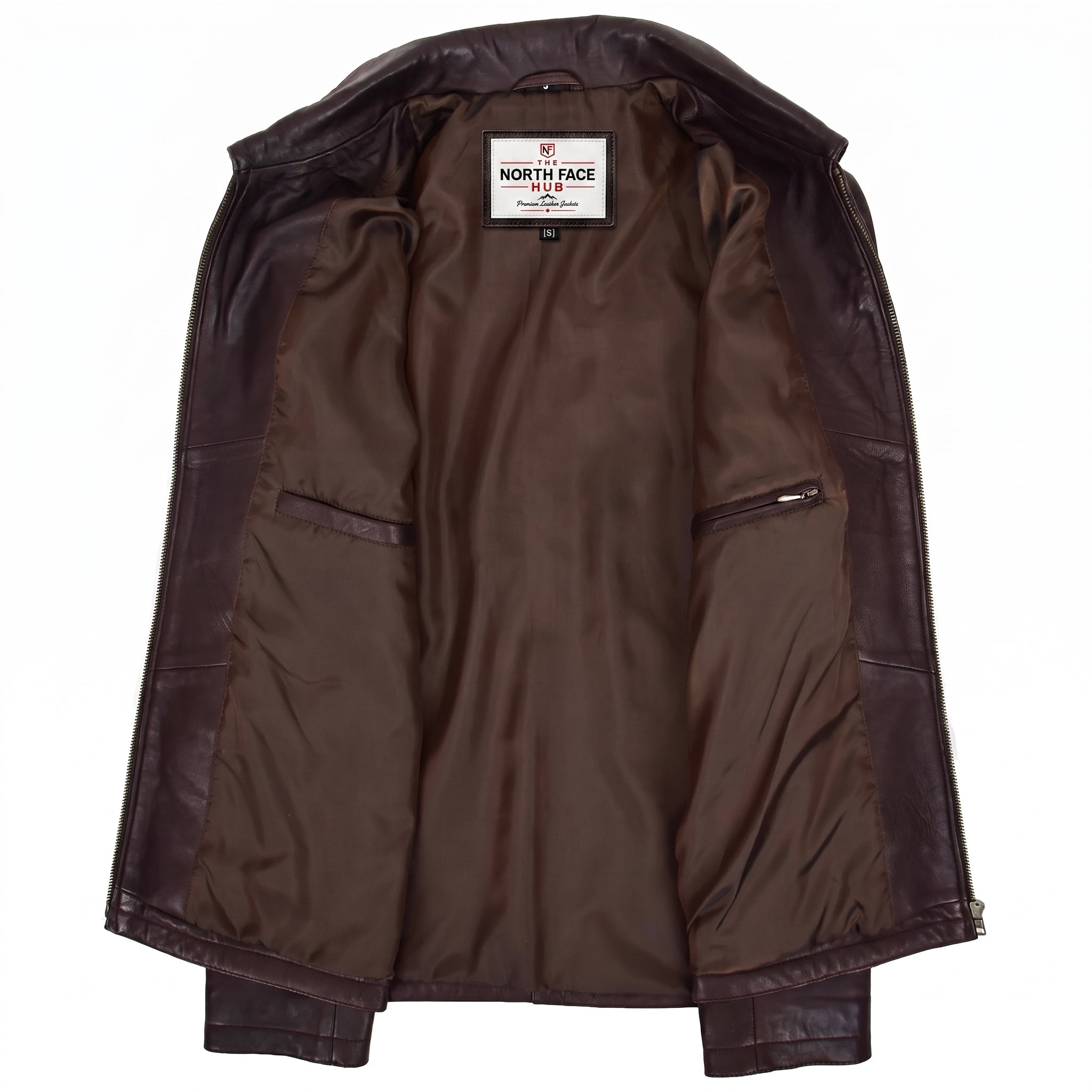 Mens Leather Zip Box Harrington Jacket James Brown
