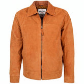Mens Real Suede Casual Harrington Jacket Larry Dynamo Tan