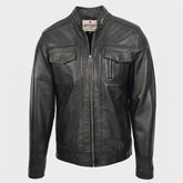 Mens Casual Biker Leather Jacket Nova Black