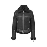 Womens Sheepskin Aviator RAF Pilot Jacket Nova Black